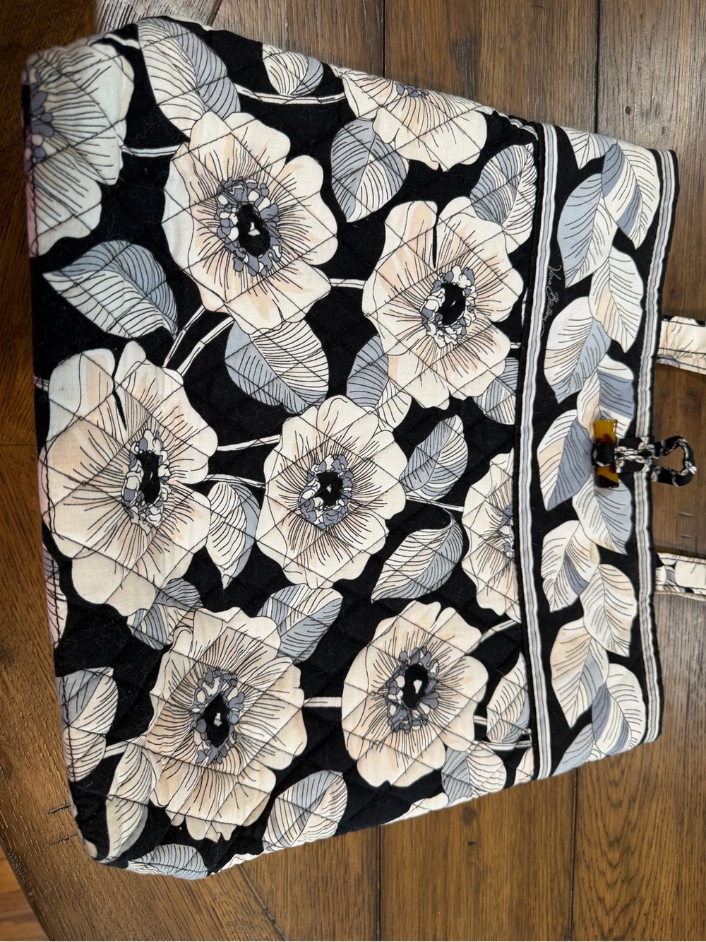 Vera Bradley Black & Cream Floral Quilted Tote - Picture 6 of 11